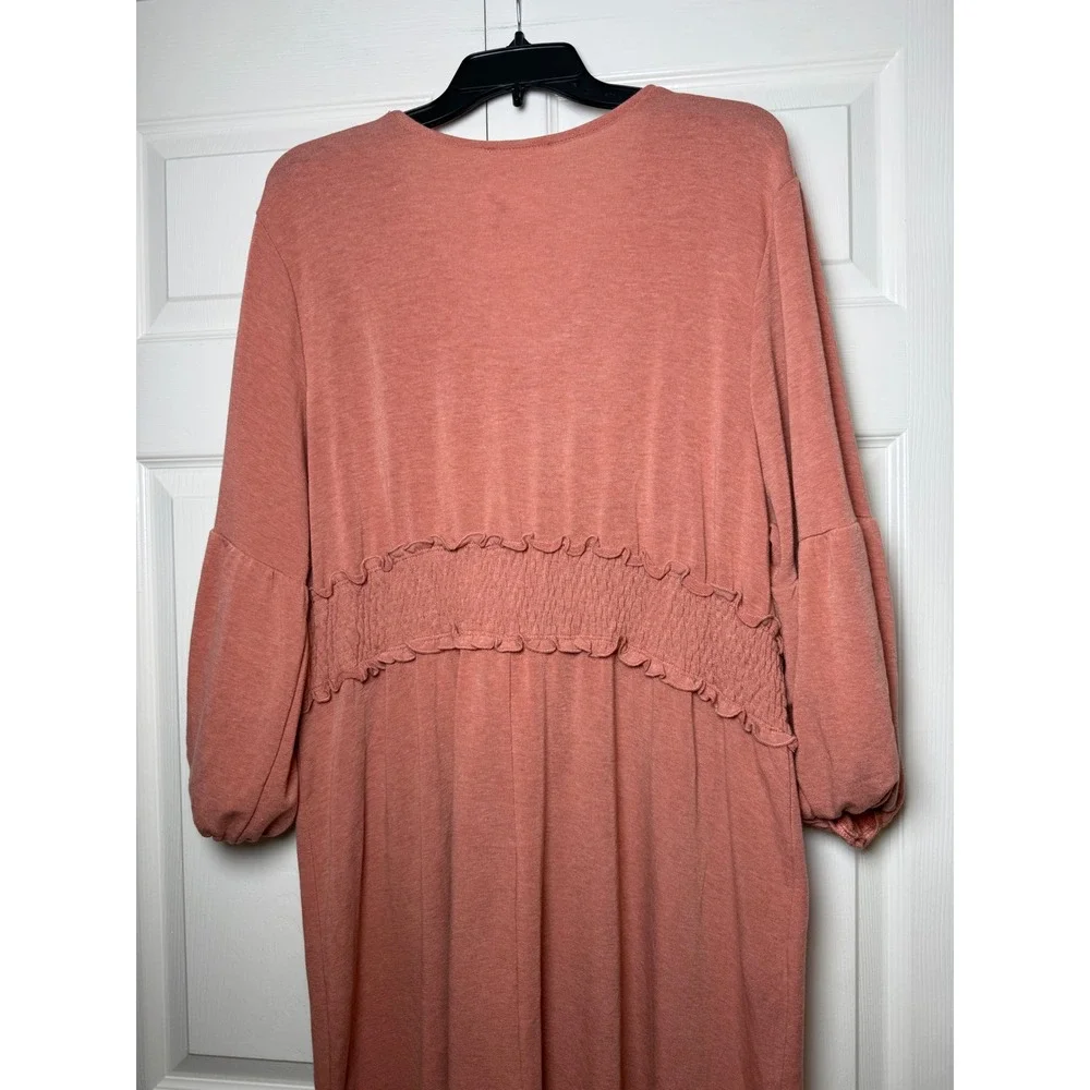 Perfectly Priscilla‎ Close Your Eyes Dress Salmon Pink Smocked Waist 3XL NEW